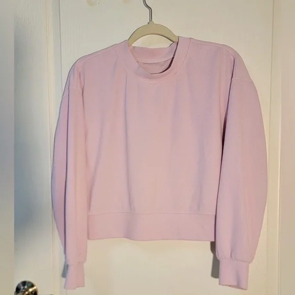 Lululemon Ribbed Softstreme Oversized Cropped Crew•Meadowsweet Pink•LIKE NEW•2 - Picture 9 of 15